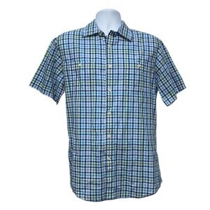 Daniel Cremieux Short Sleeve 38 Classic Button Down | Blue Plaid | Men’s- Medium